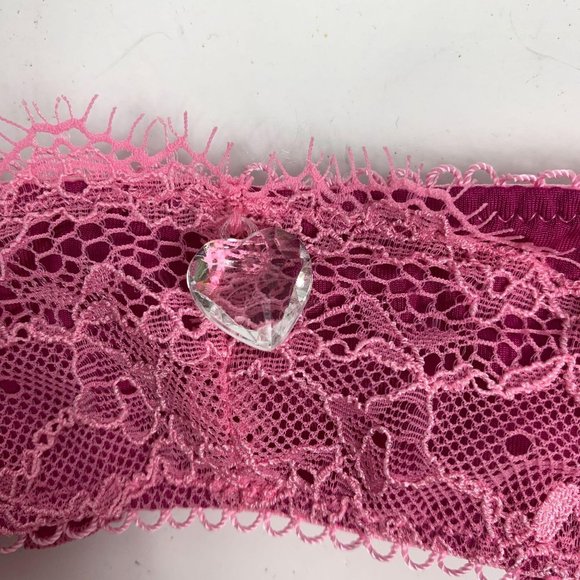 Victoria's Secret M L Garter Belt Pink Crystal Hea - Picture 4 of 4